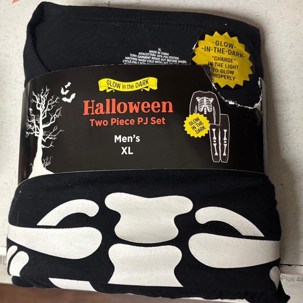 Halloween 2- Piece Pajamas Set Skeleton Size XL